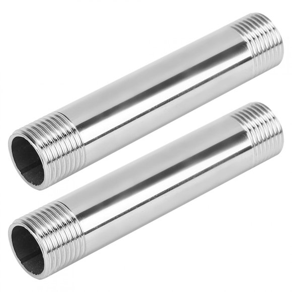 Stainless Steel Threaded Pipe Connector Durable Plumbing Fittings for House Construction Gas Use 2Pcs