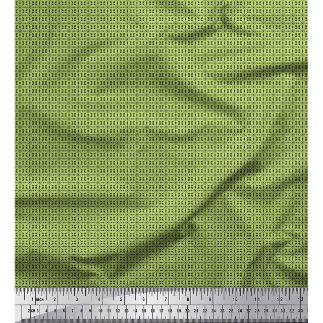 Soimoi Green Rayon Fabric Geometric Abstract Print Fabric by Yard 56 Inch Wide