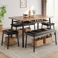 thumbnail image 4 of 3-Piece Dining Table Set for 2-6 - Modern Kitchen Table with Storage Rack, Upholstered Chairs & Benches - Space-Saving Rectangular Dinette for Apartment, Breakfast Nook - Classic Color (Classic color), 4 of 8