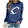 thumbnail image 4 of Aocisk Chandail à Capuche Léger à Manches Longues pour Femmes avec Imprimé Graphique de Football, Col Rond, Chandail à Manches Longues, Blouse Bleue TTG, 4 of 4