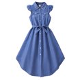 thumbnail image 1 of Liquidation d'Économies d'Été! WRKEKC Robes d'Été pour Filles, Robe Décontractée pour Filles, Robe d'Été Unie de Princesse pour Filles 8 Ans, 1 of 8