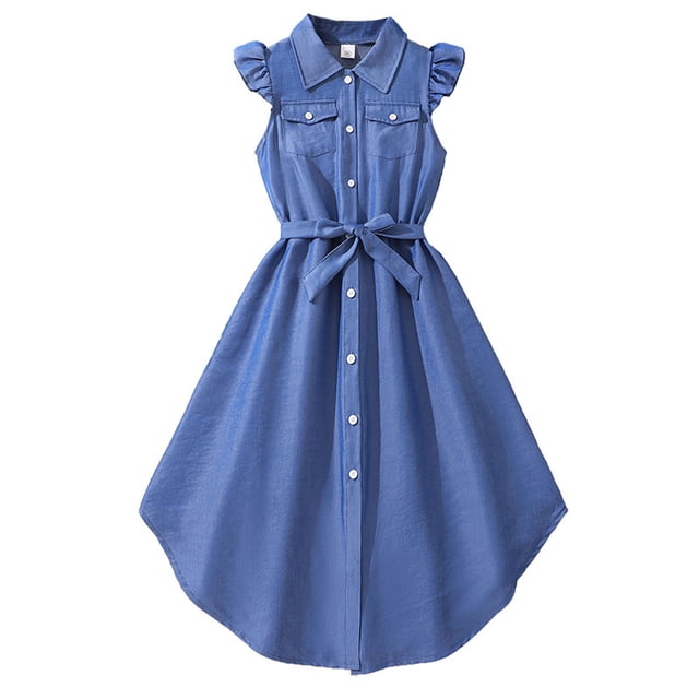 Liquidation d'Économies d'Été! WRKEKC Robes d'Été pour Filles, Robe Décontractée pour Filles, Robe d'Été Unie de Princesse pour Filles 8 Ans