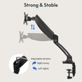 thumbnail image 4 of FlexiSpot Support de Moniteur Simple pour Bureau, Ressort Ajustable, Support de Moniteur Vesa avec Pince en C pour Écrans d'Ordinateur de 17 à 30 Pouces, Bras de Moniteur Robuste, Supporte jusqu'à 3,3 à 11 Lb, 4 of 5