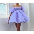thumbnail image 4 of Women Off Shoulder Puff Sleeve Mini Dress Tulle Princess Dress Ruffle Mesh Evening Party Prom Dress, 4 of 6