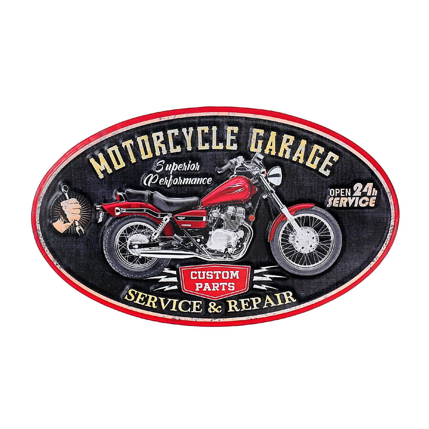IH Casa Decor Garage De Moto En Métal Ovale En Relief