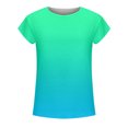 thumbnail image 4 of Pompotops Femmes Décontracté Dégradé Couleur Manches Courtes T-Shirt Tunique Chemisier Tops, 4 of 5