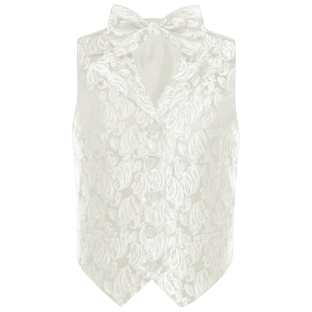LiiYii Gilet Formel à 4 Boutons pour Garçons, Costume de Gentleman, Col en V, Robe de Bal de Mariage, Blanc 12