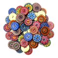 thumbnail image 4 of KLKCMS 100 * Wooden 2 Holes Painted Sewing Buttons Craft DIY 20mm, 4 of 8