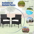 thumbnail image 4 of Gymax 2PCS Patio Rattan Arm Dining Chair Cushioned Sofa Furniture Black, 4 of 9