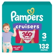 Pampers Diapers - Cruisers 360° - Size 3, up to 100% Leakproof Fit, Designed for Active Babies, Pull On Diaper, EZ Off Tabs Designed for Easy Changes