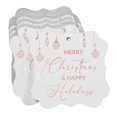thumbnail image 3 of Inkdotpot Real Rose Gold Foil Merry Christmas & Happy Text Tags Favor Bracket Shape Hang Pack Of 50 Paper Tags, 3 of 7