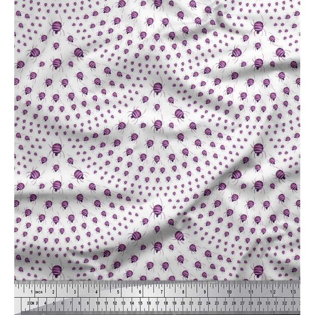 Soimoi Satin Silk Fabric Spider Insects Print Fabric by The Yard 42 Inch Wide