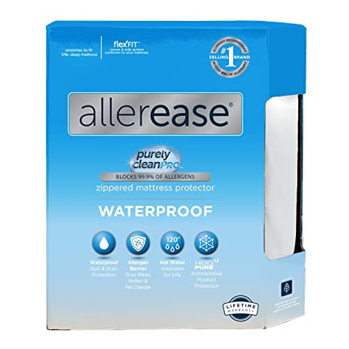 Aller-Ease Protège-Matelas Imperméable à Fermeture Éclair, Double, Blanc