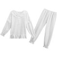 thumbnail image 1 of Crescentt Pyjama en Modal de Luxe, Respirant et Confortable, Ensemble de Pyjama Ultra Doux pour Femmes, Ensemble de Pyjama Classique en Modal à Manches Longues - Blanc Pur, Grand, 1 of 5