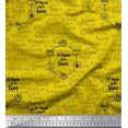thumbnail image 1 of Soimoi Yellow Poly Georgette Fabric To Travel Is To Live Text Decor Fabric Printed Yard 52 Inch Wide, 1 of 2