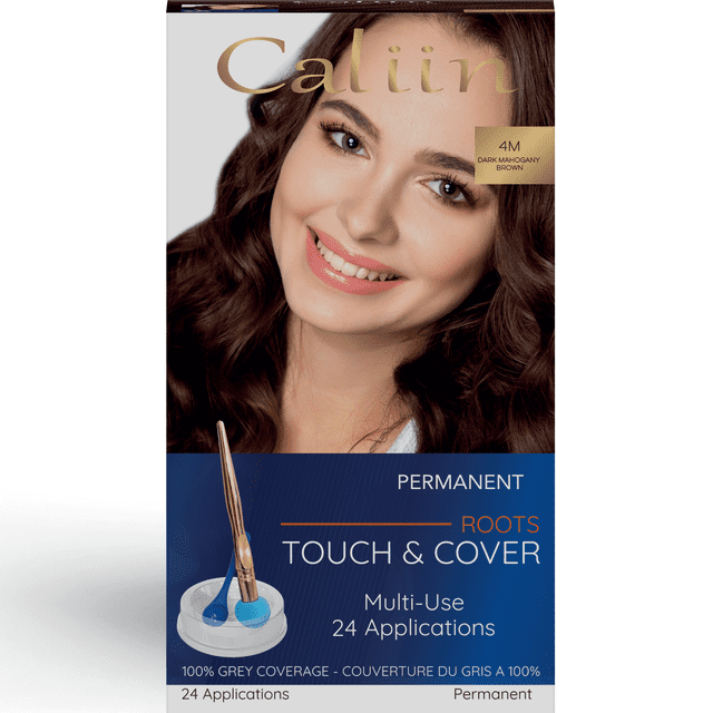 Root Touch-Up Permanent Hair Color - 24 Applications, 1 Kit - 100% Gray Coverage - 4M Dark Mahogany Brown
