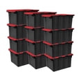 thumbnail image 1 of Sterilite 12 Gallon Hinged Lid Industrial Tote, Stackable Storage Bin, 12 Pack, 1 of 11