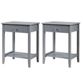thumbnail image 3 of Gymax 2PCS Nightstand Sofa Side End Table Bedroom Living Room w/ Shelf Drawer Grey, 3 of 10