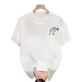 thumbnail image 1 of T-Shirt Décontracté d'Été Blanc Imprimé Hommes Femmes Extérieur Respirant Coton Chemise Ronde, 1 of 1