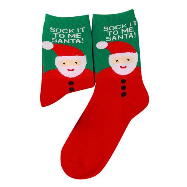 TIEVOSA Bas Mi-Mollet Imprimés de Noël Bas pour Femmes Chaussettes Festives (Vert Foncé)
