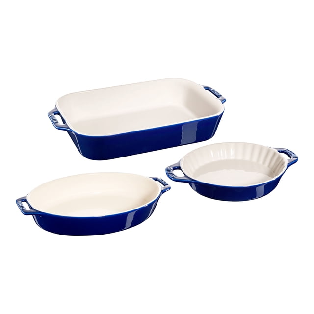 STAUB Ceramique Ensemble de Plats de Cuisson Mélangés Bleu Foncé 3 Pcs