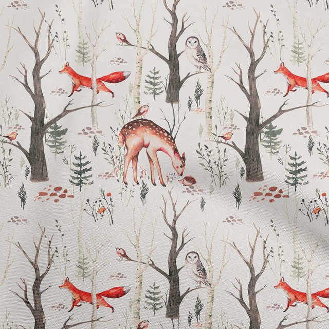 oneOone Cotton Poplin Red Fabric Deer Sewing Craft Projects Fabric Prints By Yard 42 Inch Wide