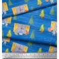 thumbnail image 3 of Soimoi Blue Rayon Fabric House,Animals & Tree Christmas Decor Fabric Printed Yard 56 Inch Wide, 3 of 3
