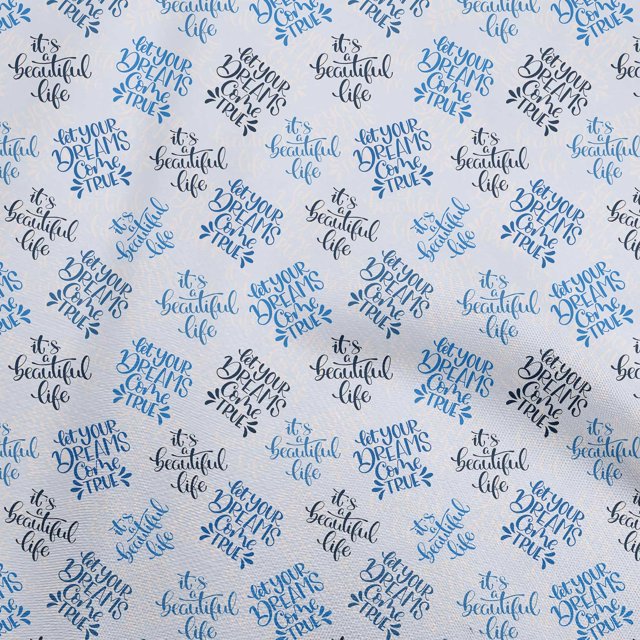 oneOone Cotton Cambric Light Blue Fabric Text Craft Projects Decor Fabric Printed By The Yard 42 Inch Wide