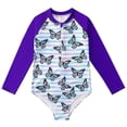 thumbnail image 1 of Little Girls Rash Guard Swimsuits Flounce Printed Long Sleeve Sun Protection Girls Toddler Bathing Suit Girl 4-5 Years, 1 of 8