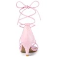 thumbnail image 2 of BLISSFUL STEP Sandales à Lacets à Brides à Talon Kitten pour Femmes pour la Rentrée Rose Pâle 9, 2 of 8