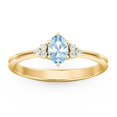thumbnail image 2 of Birthstone Oval Ring with Shoulder Accents - Aquamarine (March), 2 of 5