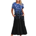 thumbnail image 5 of Robe à Manches Courtes Imprimée pour Femme, Robe Décontractée à Col Rond avec Motif Intégral, Robe Légère en Polyester Lavable à la Machine pour Usage Quotidien, 5 of 5