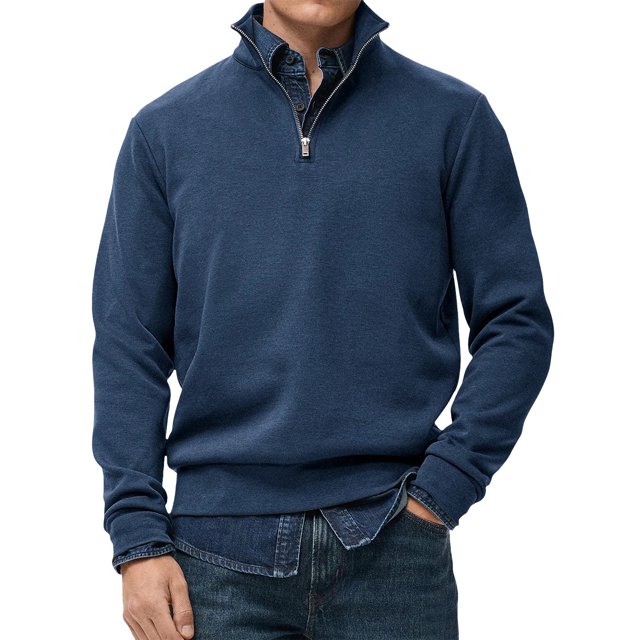 Migroa Essential Men's Quarter-Zip Sweatshirt -Solid Color Stand-Up Collar Design, Multiple Color Options, Premium Casual Wear Under $20, Navy 3Xl