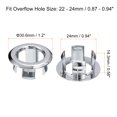 thumbnail image 2 of Unique Bargains 6Pack 24mm Sink Trim Overflow Cover Ring Hole Insert in Round Caps Silver, 2 of 5
