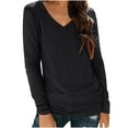 thumbnail image 1 of Timegard Tops for Women V Neck Long Sleeve Blouse Solid Color Basic Tee Fall Casual Comfy Tunic Tops, 1 of 5