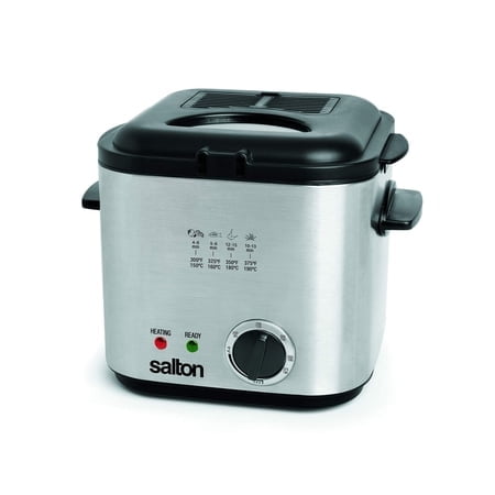 Salton Friteuse Profonde Compacte / Capacité d'Huile 1,0 L (1 Quart) / 800 W / Contrôle de Température Réglable / Acier Inoxydable Durable / Bol à Revêtement Antiadhésif avec Fenêtre de Visualisation et Od