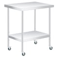 thumbnail image 1 of 30" x 24" Stainless Steel Prep Table with Adjustable Undershelf & Casters, Heavy Duty Commercial Kitchen Table, for Restaurants, Home, Outdoor, 1 of 7