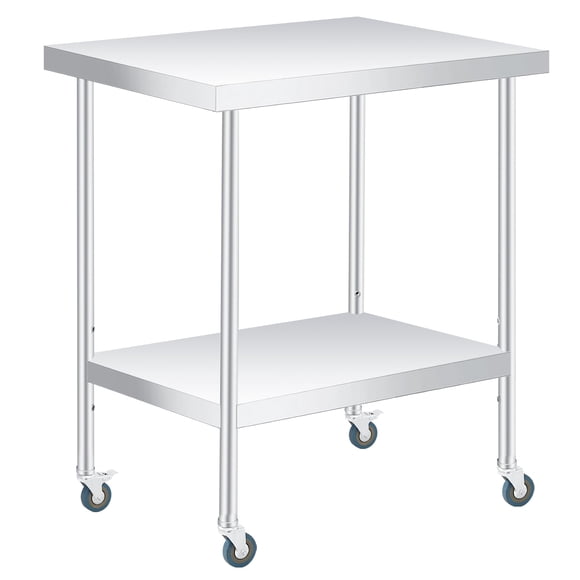 Stainless Steel Prep Table with Adjustable Undershelf, Heavy Duty Commercial Kitchen Work Table for Restaurant Home Outdoor, 12x24 to 36x24 Inch, With/Without Casters