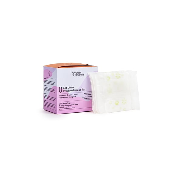 Organic Cotton Liners with Wings by Green Umbrella (48 pack) - Eco-friendly Liners