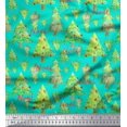 thumbnail image 1 of Soimoi Green Japan Crepe Satin Fabric Text & Christmas Tree Print Sewing Fabric Yard 42 Inch Wide, 1 of 5