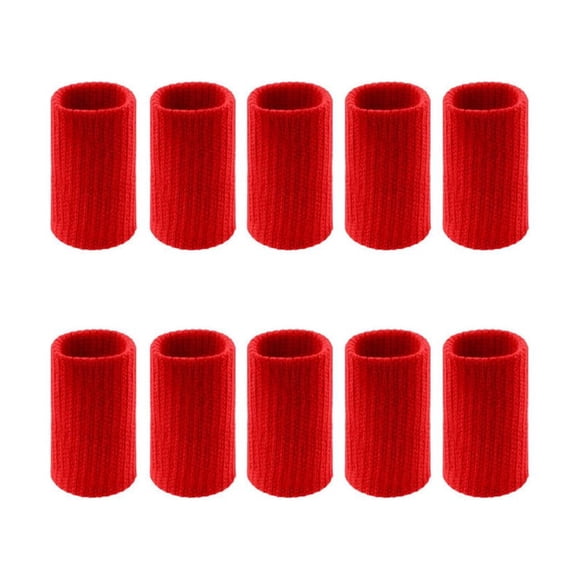 fastboy 10 Pieces Fingertip Sleeve Breathable Hand Joint Protector Shock Absorbing Support Brace Nonslip for Basketball Red