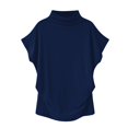 thumbnail image 2 of AMERTEER Blouse Décontractée en Coton à Manches Courtes et Col Roulé pour Femmes, Grande Taille, 2 of 4