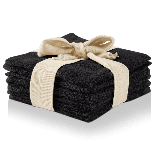 Bouclair Black Set of 6 Large Washcloths