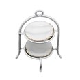thumbnail image 2 of Mini-House Miniature Cake Rack with Two Dishes Dessert Tableware Model Lifelike Metal Frame Simulated Kitchen Furniture Table White, 2 of 8