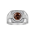 thumbnail image 1 of RYLOS Mens Rings 14K White Gold Designer Round Gemstone &  Sparkling Diamond Ring Smoky Quartz June Birthstone Rings For Men, Men's Rings, Gold Rings Sizes 8 - 13, 1 of 7