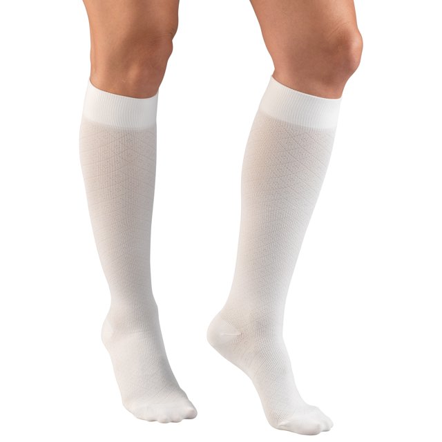 Truform Knee High Trouser Socks, Diamond Pattern: 15 - 20 mmHg, White, X-Large