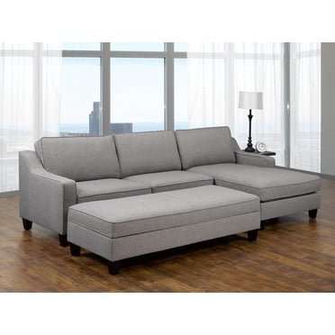 Sonia RHF Sectional with Storage Ottoman, Grey