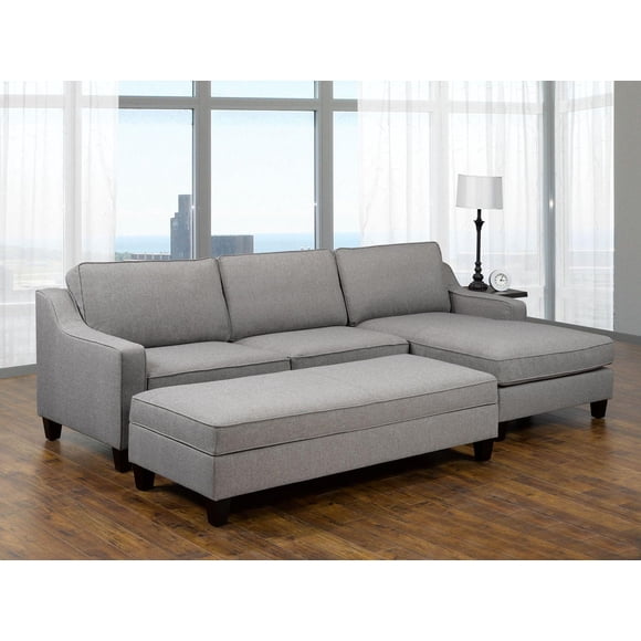 Sonia Sectionnelle RHF avec Pouf de Rangement, Gris