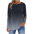 thumbnail image 1 of SROBPTY Longues Chandails à Manches pour Femmes, T-Shirt à Manches Longues à Col Rond avec Imprimé Automnal pour Femmes, Noir, TTG, 1 of 5