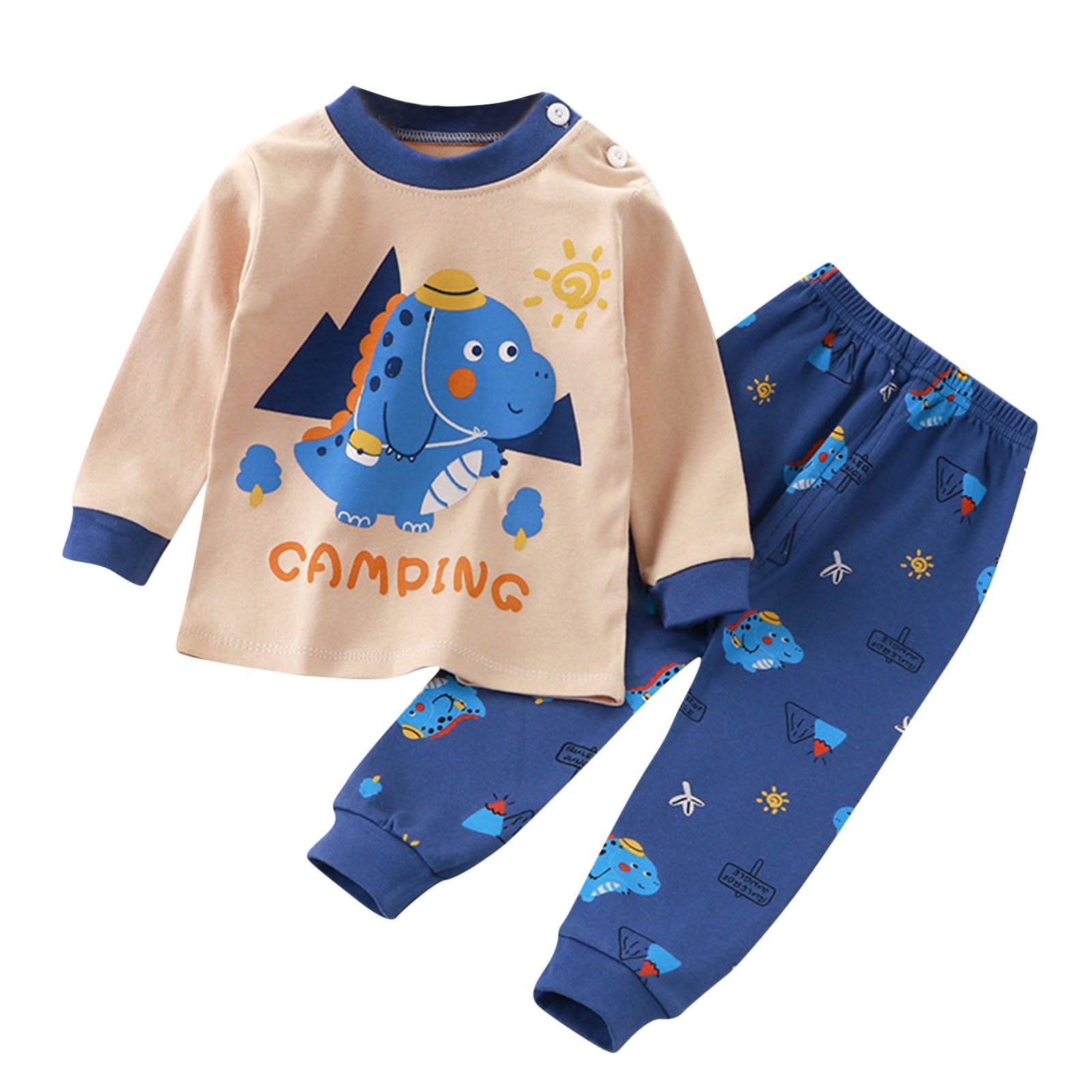 Pisexur Tenue d'Automne pour Bébé Fille Garçon, Ensemble de Pyjama pour Tout-Petits Garçons Filles, Mode Décontractée, Floral, Col Rond, Manches Longues, Chandail à Enfiler et Pantalon, Tenue de Nuit, Ensemble 2 Pcs pour Enfants, 3 Mois à 6 Ans